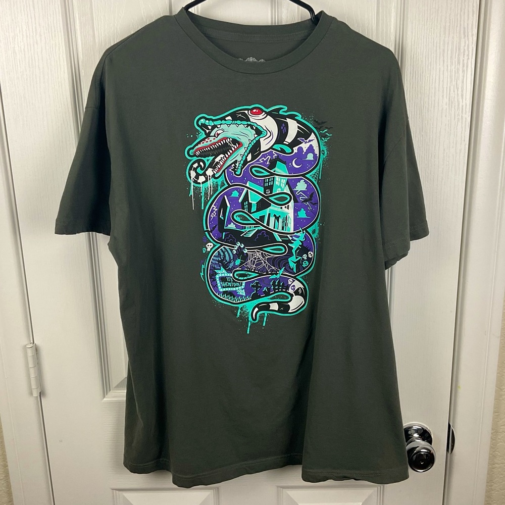 Beetlejuice Geek Fuel Men’s Charcoal Gray Graphic T-Shirt, Size XL